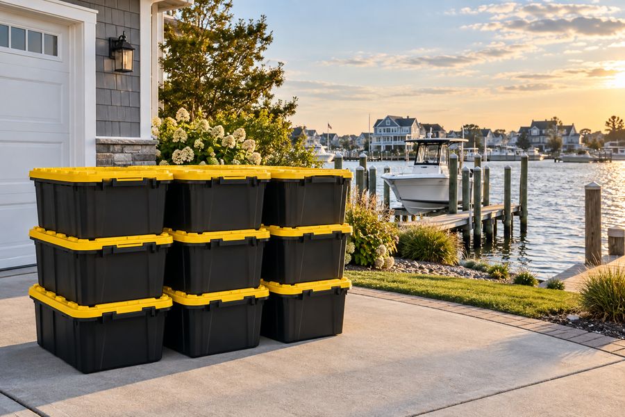 Black and yellow Totes4U moving totes delivered in Brick NJ