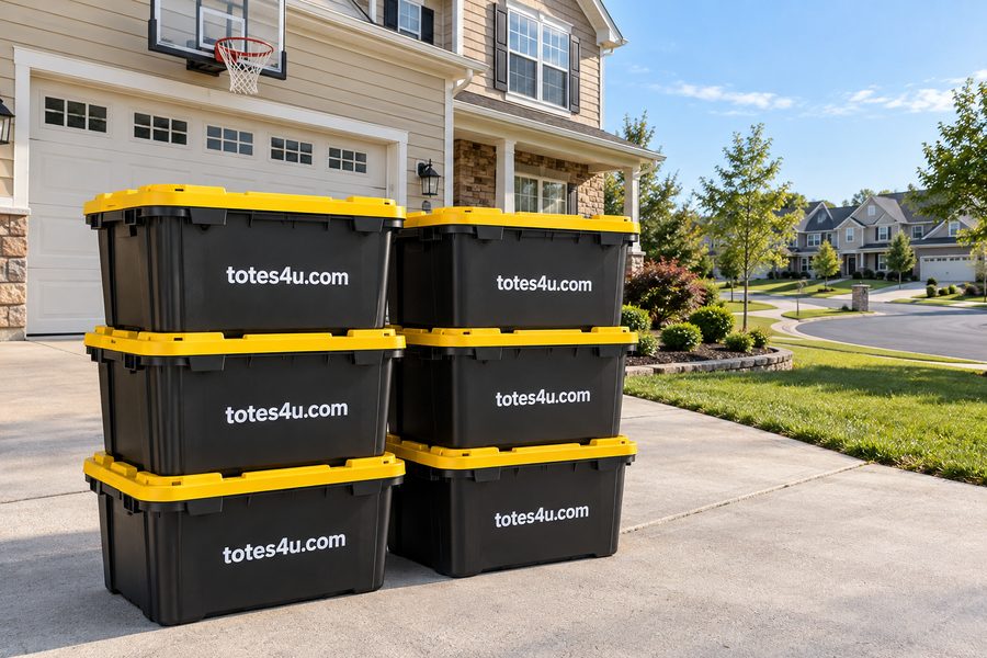 Black and yellow Totes4U moving totes delivered in Howell NJ