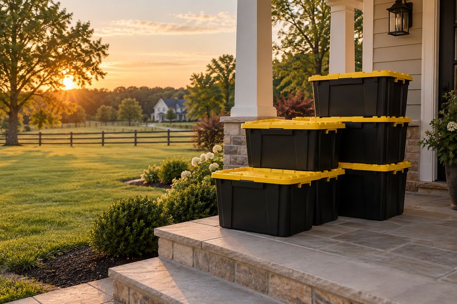 Black and yellow Totes4U moving totes delivered in Jackson NJ