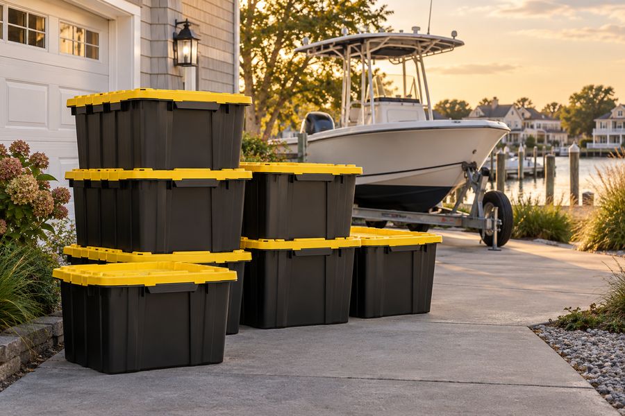 Black and yellow Totes4U moving totes delivered in Lacey NJ