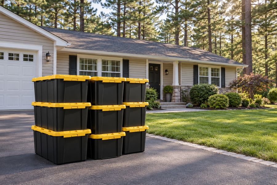 Black and yellow Totes4U moving totes delivered in Manchester NJ