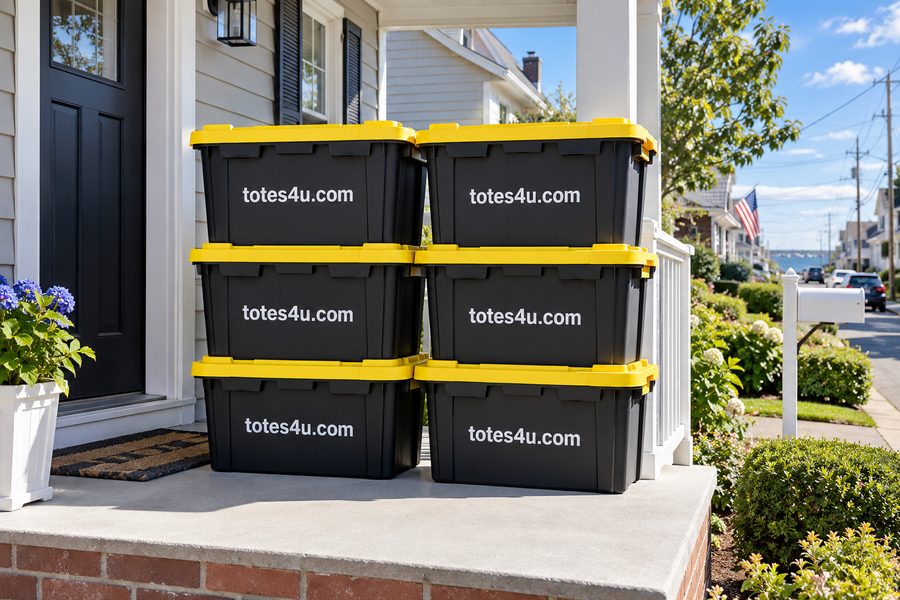 Black and yellow Totes4U moving totes delivered in Point Pleasant NJ