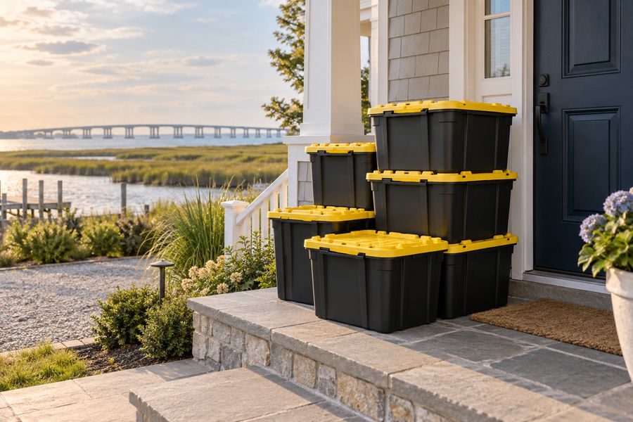Black and yellow Totes4U moving totes delivered in Stafford NJ