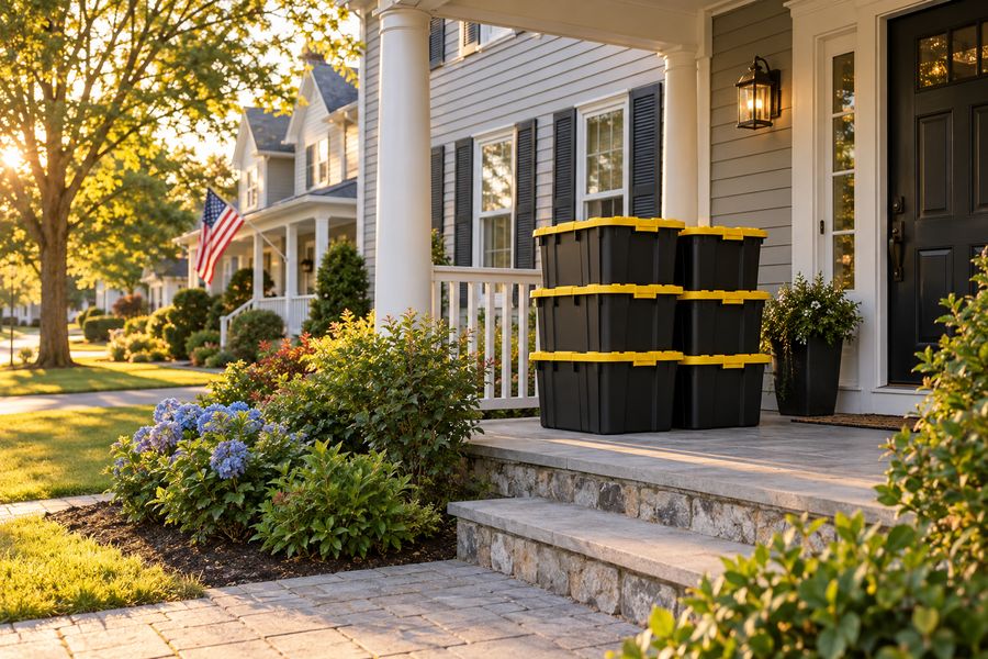 Black and yellow Totes4U moving totes delivered in Toms River NJ