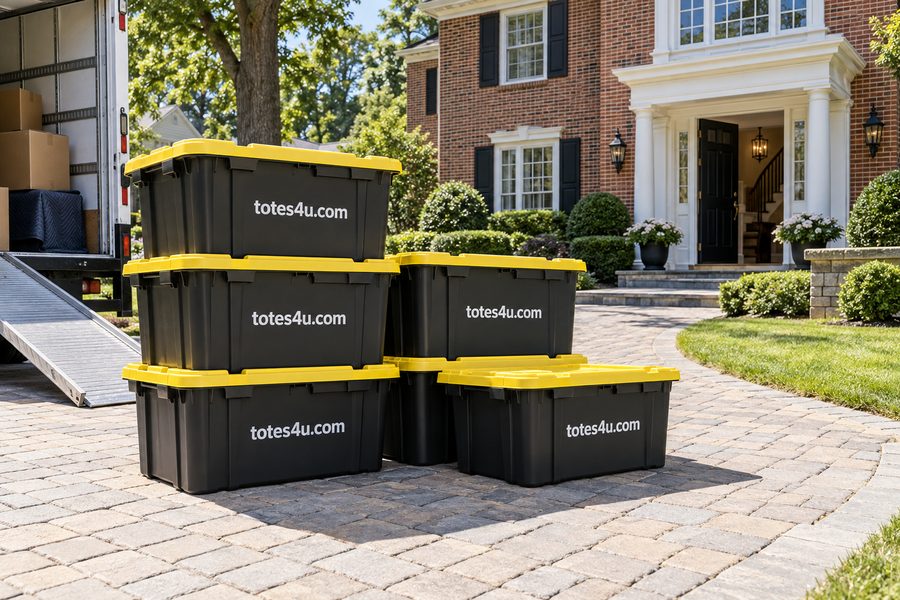 Black and yellow Totes4U moving totes delivered in Wall Township NJ